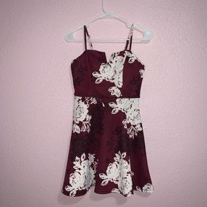 Charlotte Russe Maroon & White Floral Dress
